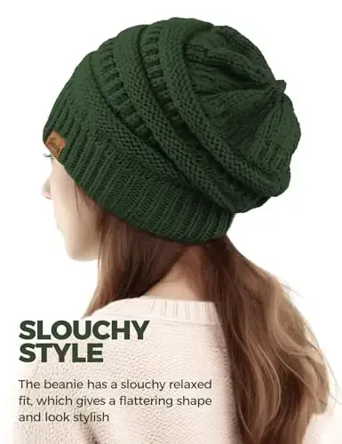 Slouchy Beanies для женщин, вязаные зимние шапки с косами, женские подарки, толстая шапка-бини, теплые шапки-чулки для холодной погоды. - 4