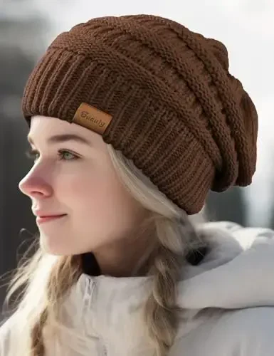 Slouchy Beanies for Women Cable Knit Winter Hats Ladies Gifts Chunky Skull Cap Thick Warm Stocking Caps for Cold Weather - 7