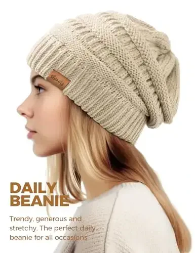 Slouchy Beanies for Women Cable Knit Winter Hats Ladies Gifts Chunky Skull Cap Thick Warm Stocking Caps for Cold Weather - 3