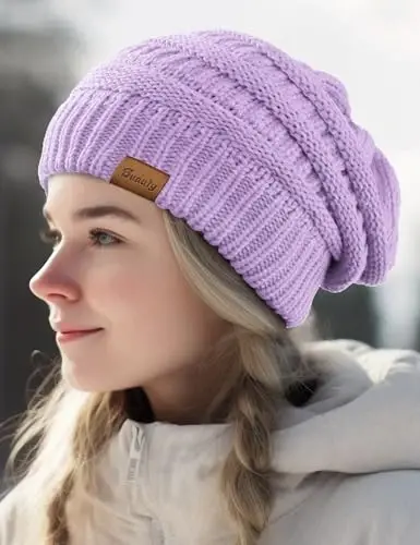 Slouchy Beanies for Women Cable Knit Winter Hats Ladies Gifts Chunky Skull Cap Thick Warm Stocking Caps for Cold Weather - 7