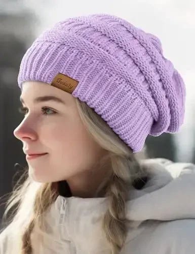 Slouchy Beanies for Women Cable Knit Winter Hats Ladies Gifts Chunky Skull Cap Thick Warm Stocking Caps for Cold Weather - 7