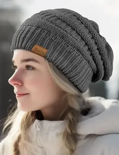 Slouchy Beanies for Women Cable Knit Winter Hats Ladies Gifts Chunky Skull Cap Thick Warm Stocking Caps for Cold Weather - 7