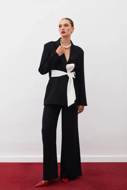 Slouchy Crepe Pants Black-BLACK - 1