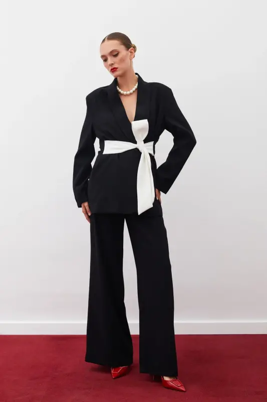 Slouchy Crepe Pants Black-BLACK - 2