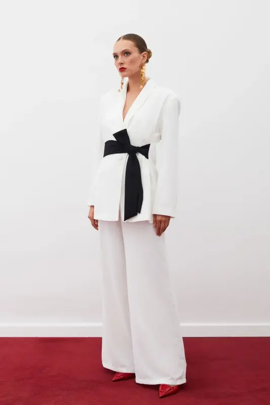 Slouchy Crepe Pants - ECRU-ECRU - SATEEN