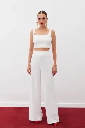 Slouchy Crepe Pants - ECRU-ECRU - 4