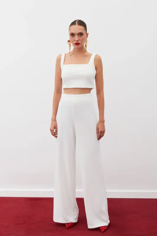 Slouchy Crepe Pants - ECRU-ECRU - 4