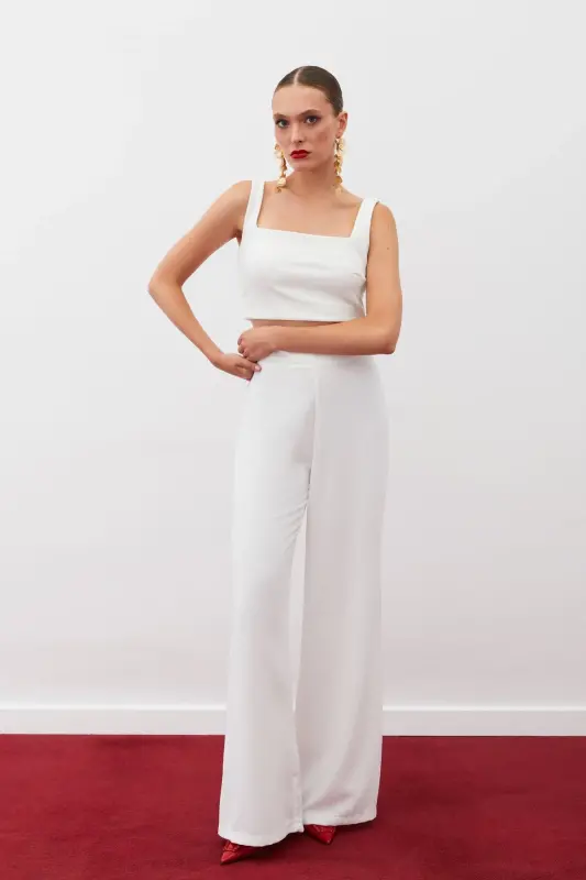 Slouchy Crepe Pants - ECRU-ECRU - 5