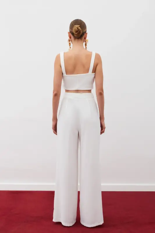 Slouchy Crepe Pants - ECRU-ECRU - 8