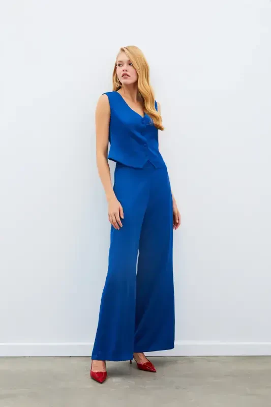 Slouchy Crepe Pants - INDIGO-INDIGO - 4