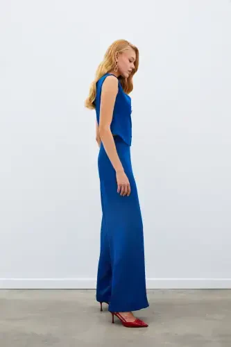 Slouchy Crepe Pants - INDIGO-INDIGO - 5