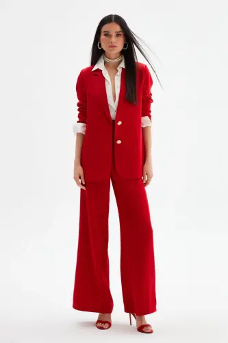 Slouchy Crepe Pants - Red-RED 