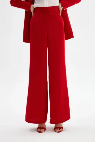 Slouchy Crepe Pants - Red-RED - 3
