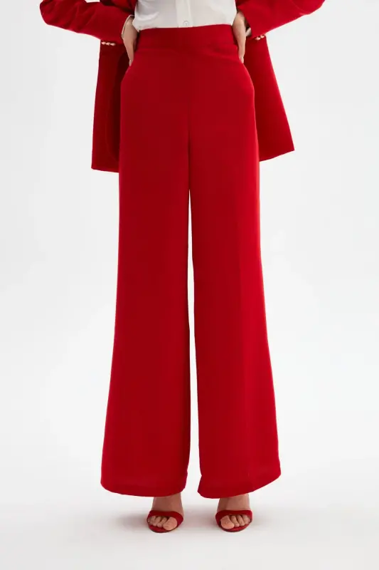 Slouchy Crepe Pants - Red-RED - 3