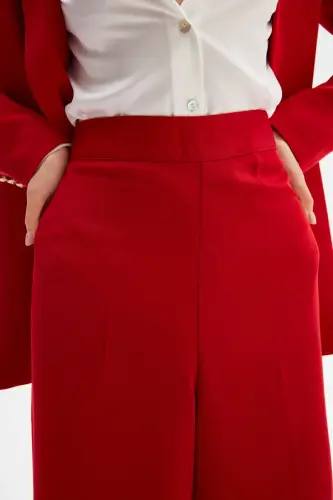 Slouchy Crepe Pants - Red-RED - 4