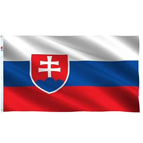 Slovakia Flag Polyester 3 ft x 5 ft,Canvas Header and Double Stitched - Slovak National Flags Polyester with Brass Grommets 90x150Cm 