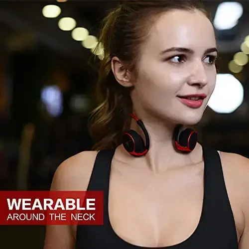 Small Bluetooth Headphones Wrap Around Head - Sports Wireless Headset with Built in Microphone and Crystal-Clear Sound, Foldable and Carried in The Purse, and 12-Hour Battery Life, Red - 6