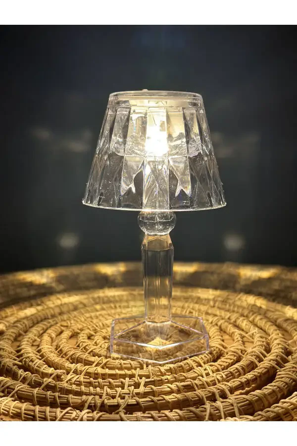 Small Crystal Diamond LED Table Lamp Battery Powered Projection Transparent Lampshade 12 Cm - 1