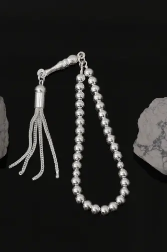 Small, flat sphere cut prayer beads made of 925 sterling silver. (VET-0092) - VENTINO SILVER (1)