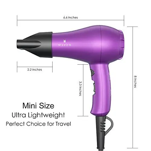 Small Lightweight Hair Dryer for Kids Compact Blow Dryer for RV and Travel 1000W Ionic Dryer with Concentrator - 2