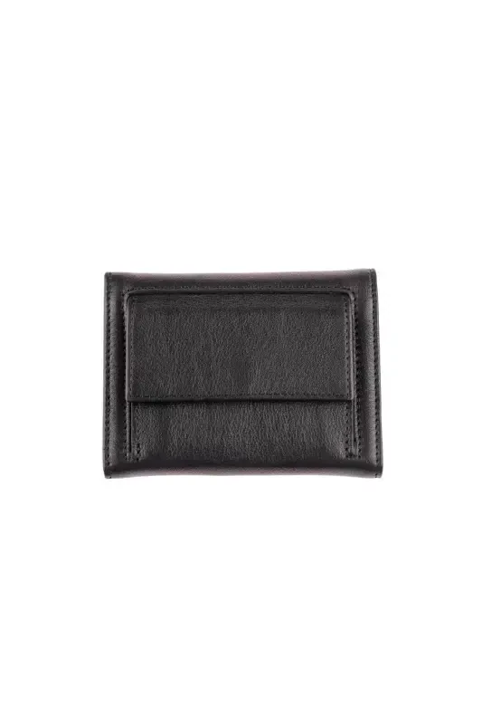 Small, snap closure wallet, genuine leather, card and ID slots, coin pocket. - 2