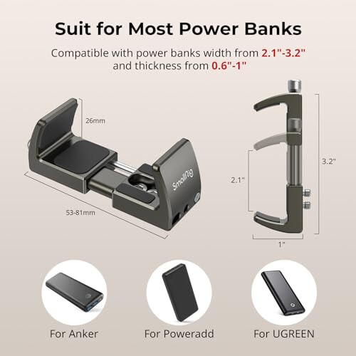 SmallRig Power Bank Holder, Power Bank Clamp Mount for Camera, Compatible with Width Range 2.1