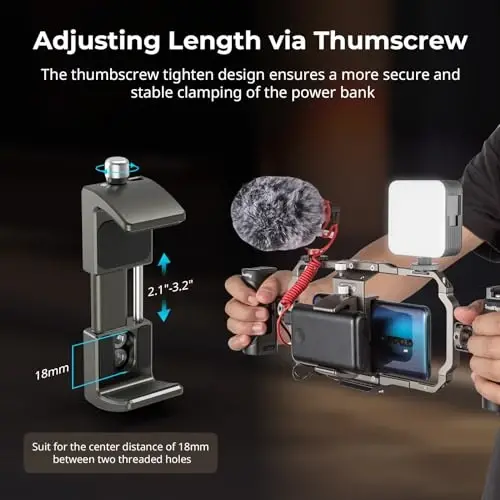SMALLRIG Power Bank Holder, Power Bank Clamp Mount for Camera, Compatible with Width Range 2.1