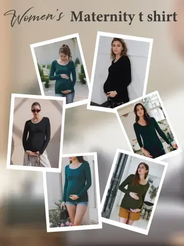 Smallshow Ayollar uchun 3-ta uzun yengli homiladorlik ko'ylaklari - 5