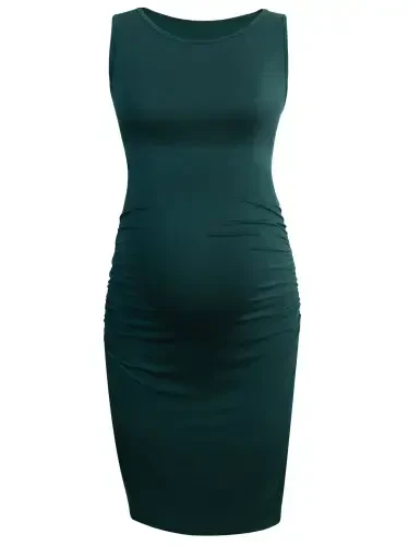 Smallshow Ayollar uchun burmali homiladorlik ko'ylagi Kiyim yengsiz Bodycon ko'ylak - UILGO (1)