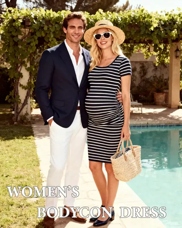 Smallshow Ayollar uchun qisqa yengli homiladorlik ko'ylagi Ruched Pregnancy Bodycon ko'ylagi - 2