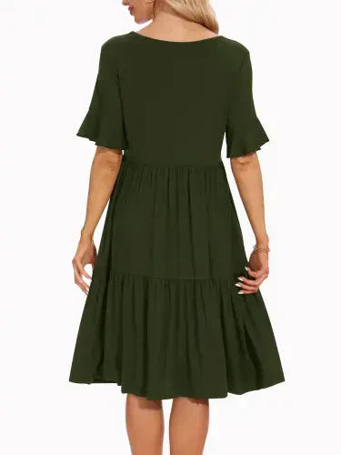 Smallshow Ayollarning Qisqa Yengli Frillali Emizikli Ko'ylagi Homiladorlik Emizish Kiyimi - 3