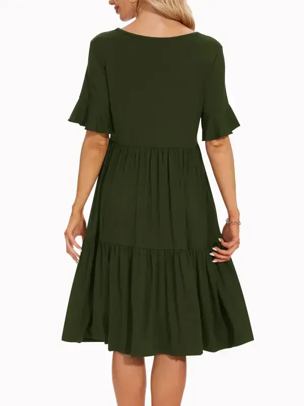 Smallshow Ayollarning Qisqa Yengli Frillali Emizikli Ko'ylagi Homiladorlik Emizish Kiyimi - 3