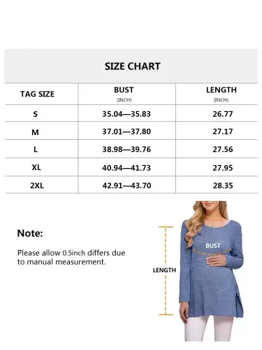 Maternity Clothes Long Sleeve Side Split Maternity Shirts Tops for Women- - 3