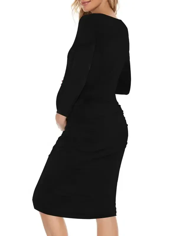 Smallshow Women's 2-Pack Long Sleeve Maternity Dress Pregnancy Clothes Bodycon Dress - UILGO