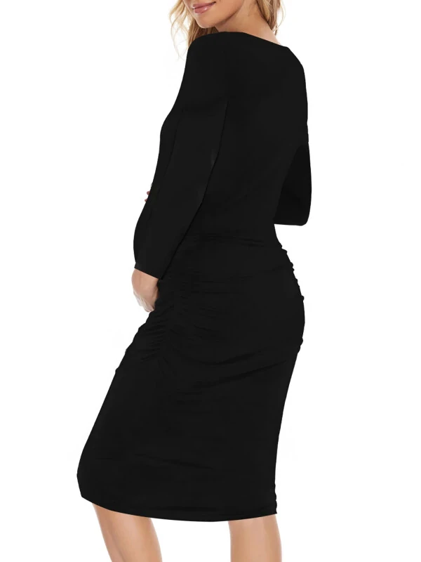 Smallshow Kadın 2'li Uzun Kollu Hamilelik Elbise Seti Hamilelik Elbisesi Dar Kesim Elbise - UILGO