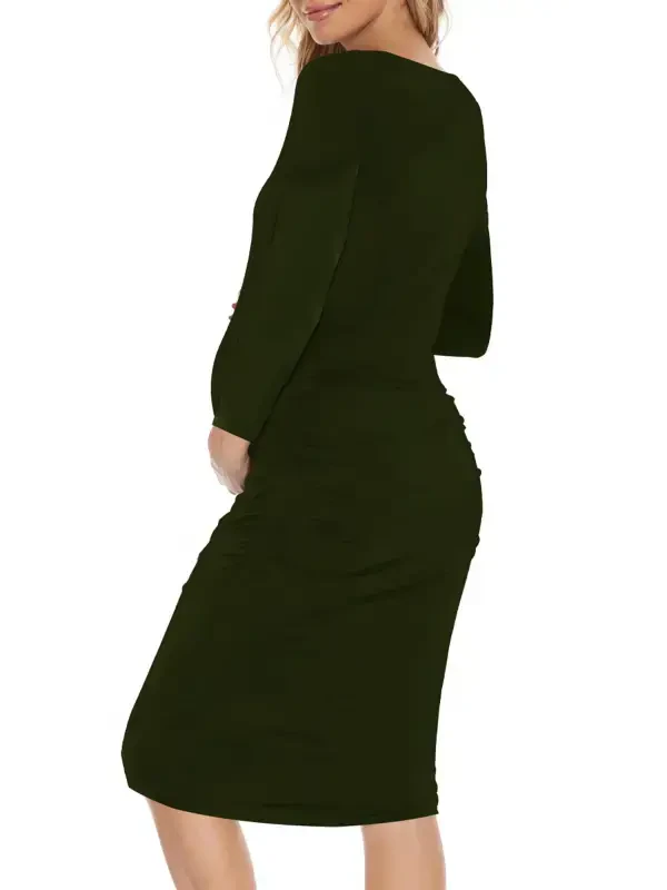 Smallshow Kadın İki Adet Uzun Kollu Hamilelik Elbisesi Hamilelik Giyimleri Dar Kesim Elbise - 3