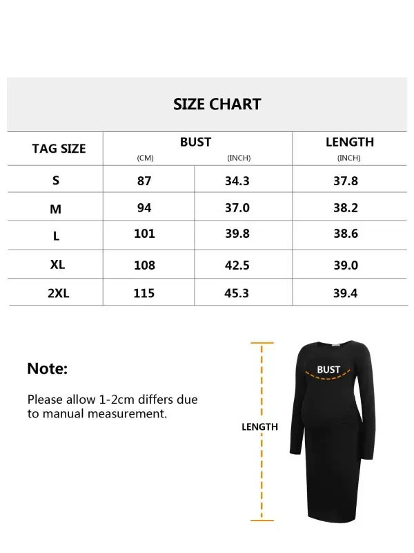 Smallshow Kadın İki Adet Uzun Kollu Hamilelik Elbisesi Hamilelik Giyimleri Dar Kesim Elbise - 5