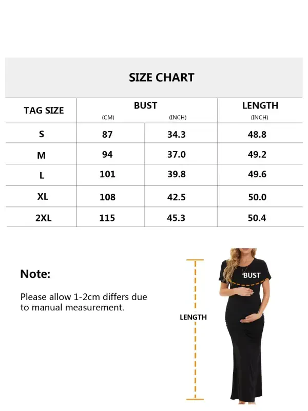 Women's Short Sleeve Maternity Dresses Clothes Split Pregnancy Maxi Dresses- - 5