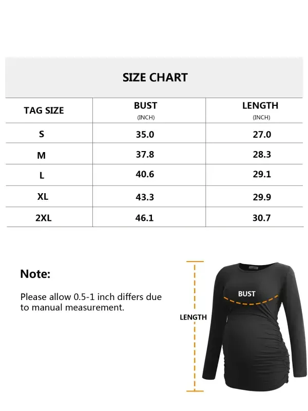 Smallshow Long Sleeve Pregnancy Shirts Tops Maternity Clothes for Women 3-Pack - 3