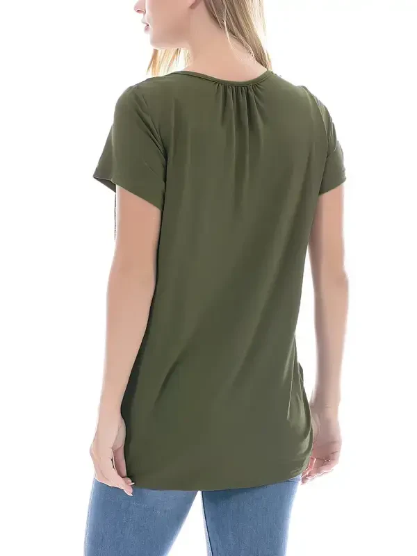 Smallshow Maternity Clothes for Women Short Sleeve Nursing Tops Ruched Nursing Shirts - 4
