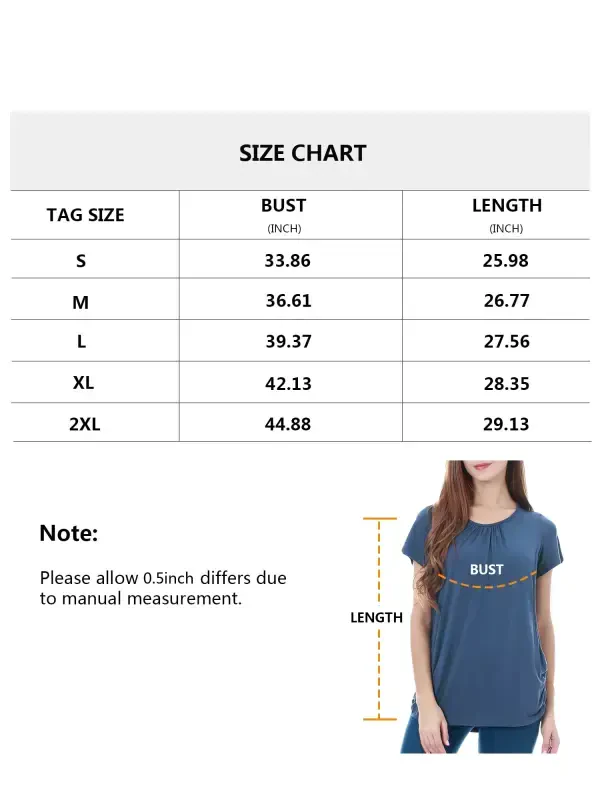 Smallshow Maternity Clothes for Women Short Sleeve Nursing Tops Ruched Nursing Shirts - 5