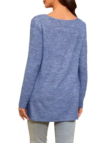 Smallshow Maternity Clothes Long Sleeve Side Split Maternity Shirts Tops for Women - UILGO (1)