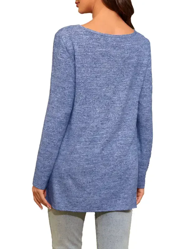 Smallshow Maternity Clothes Long Sleeve Side Split Maternity Shirts Tops for Women - 2