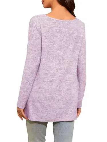 Smallshow Maternity Clothes Long Sleeve Side Split Maternity Shirts Tops for Women - UILGO (1)