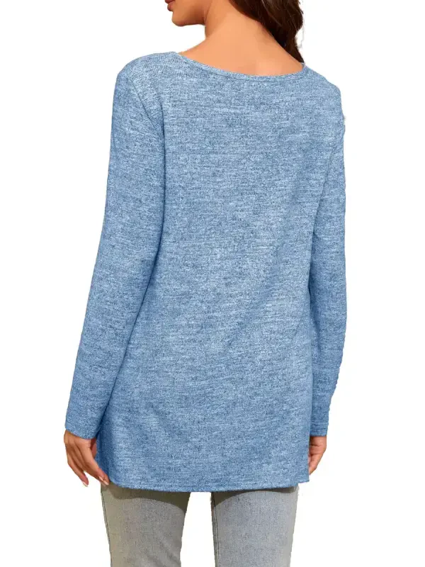 Smallshow Maternity Clothes Long Sleeve Side Split Maternity Shirts Tops for Women - 3