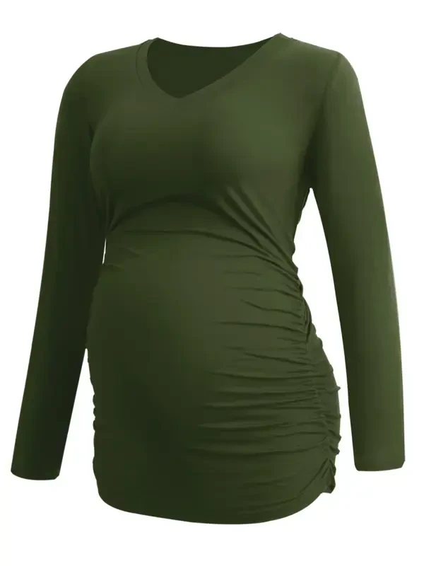 Smallshow V Neck Long Sleeve Pregnancy Tops Shirts Maternity Clothes for Women 3-Pack - 3