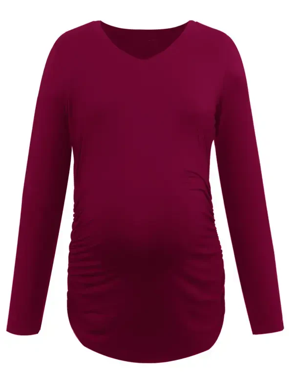 V Neck Long Sleeve Pregnancy Tops Shirts Maternity Clothes for Women 3-Pack- - 5