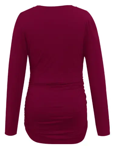 V Neck Long Sleeve Pregnancy Tops Shirts Maternity Clothes for Women 3-Pack- - 6