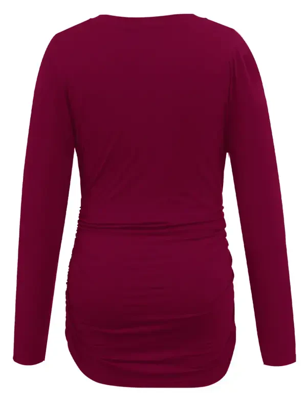V Neck Long Sleeve Pregnancy Tops Shirts Maternity Clothes for Women 3-Pack- - 6