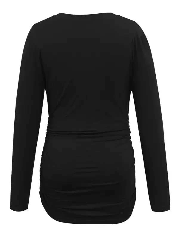 V Neck Long Sleeve Pregnancy Tops Shirts Maternity Clothes for Women 3-Pack- - 1